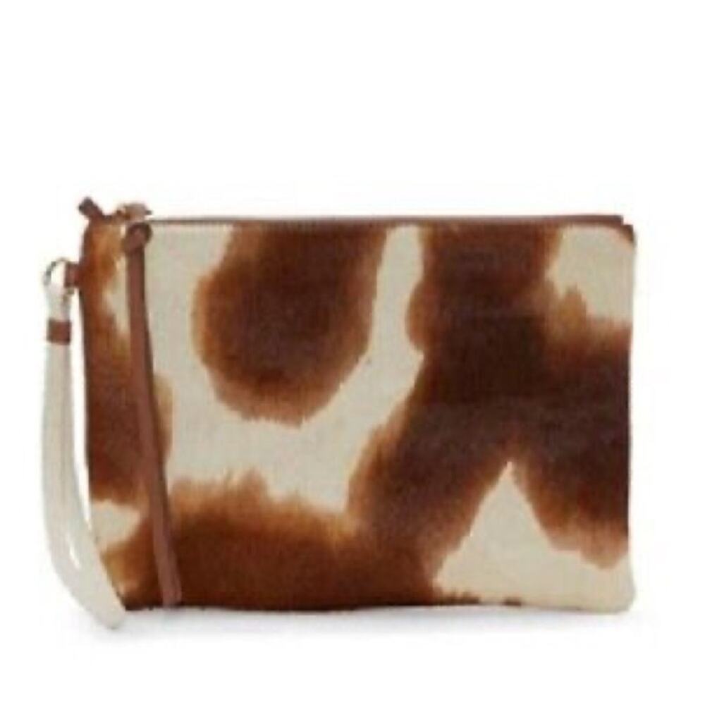 Lucky Brand Genuine Calf Hair Leather Wristlet Clutch Bag Cow Western Boho NWOT